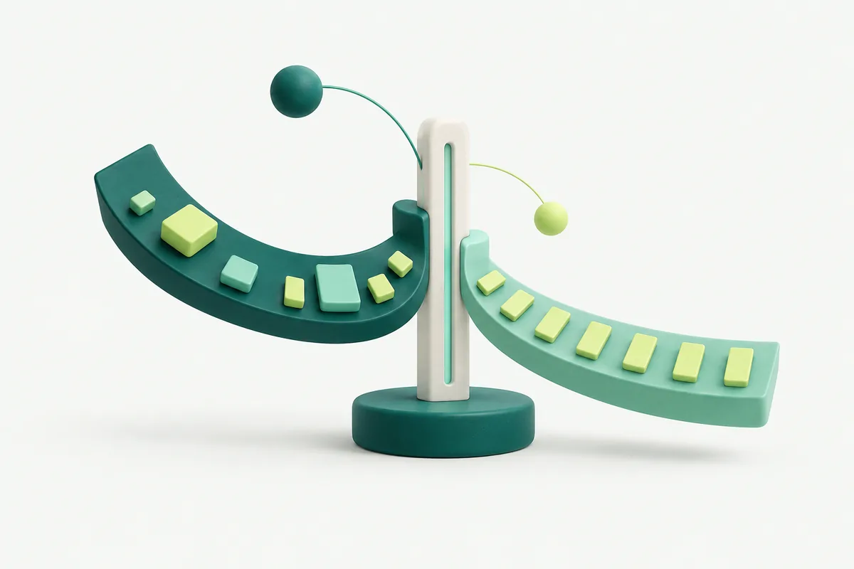 Abstract musical strips and spaced blocks approaching an alignment rail, representing preparation of a sample for a music project.